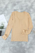 U Neck Button Knit Long Sleeve Top